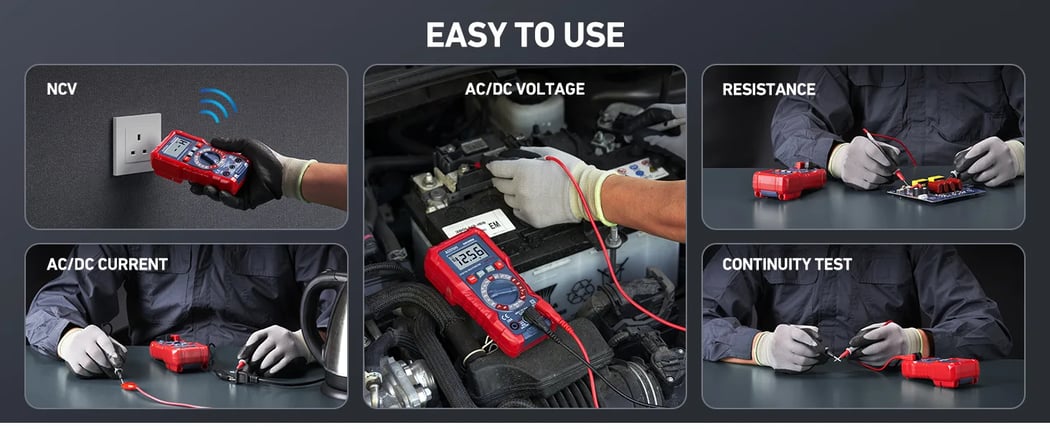AstroAI Electrical Tester TRMS 2000 Counts, Measures AC/DC Voltage & Current, Resistance, Diode, Continuity and NCV (DM200M)