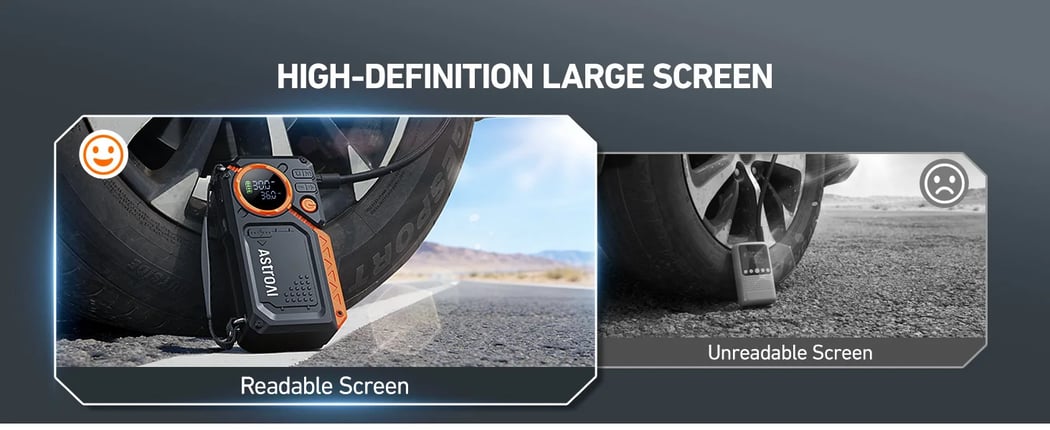 AstroAI 6000A Jump Starter with Tire Inflator, 12V Car Battery Booster with 150PSI Air Compressor, All Gas/12L Diesel Vehicles, LED Digital Display, Orange