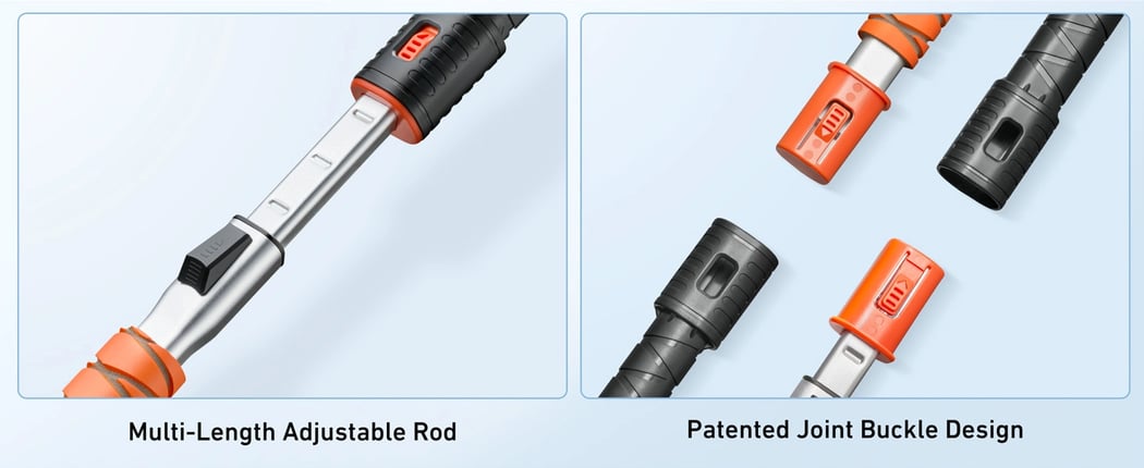 AstroAI 47.2 Inch Ice Scraper Extendable Car Snow Brush, Orange with 360° Pivoting Brush Head