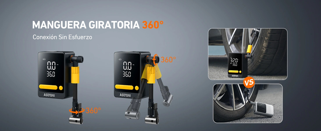 AstroAI L10 Mini Compresor Aire Portátil, Inflador Ruedas Coche Electrico 2 Veces Más Rápido con Gran Pantalla, Compresor Aire Inalámbrico, Moto y Etc.