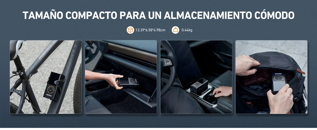 AstroAI Compresor Aire Portátil, Inflador Ruedas Coche, Compresor Aire Coche, Hinchador Ruedas Coche con Batería Recargable de 2000 mAh x 2 y Luz LED