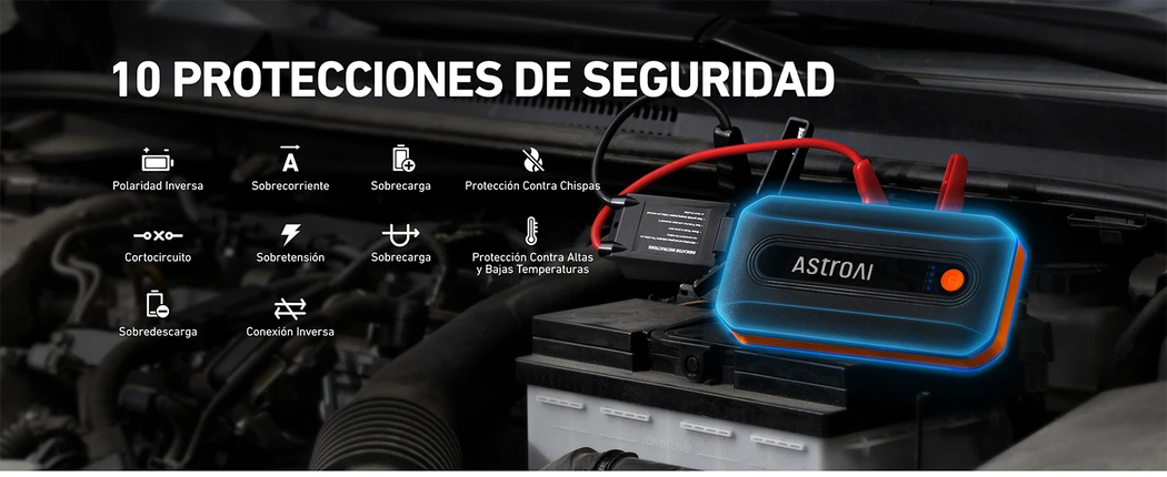 AstroAI B8 Car Battery Jump Starter 2000A, 12V Portable Battery Booster (for 5.5L Diesel or 7.0L Gas), Jump Starter with Intelligent Protection with LED Light for Cohe and Motorcycle, Orange