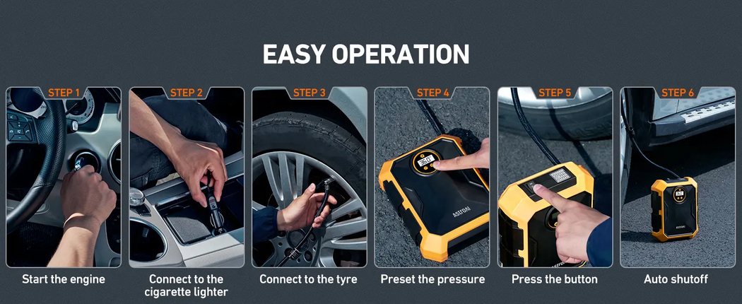 AstroAI Tire Inflator 12V DC Portable Air Compressor 100PSI