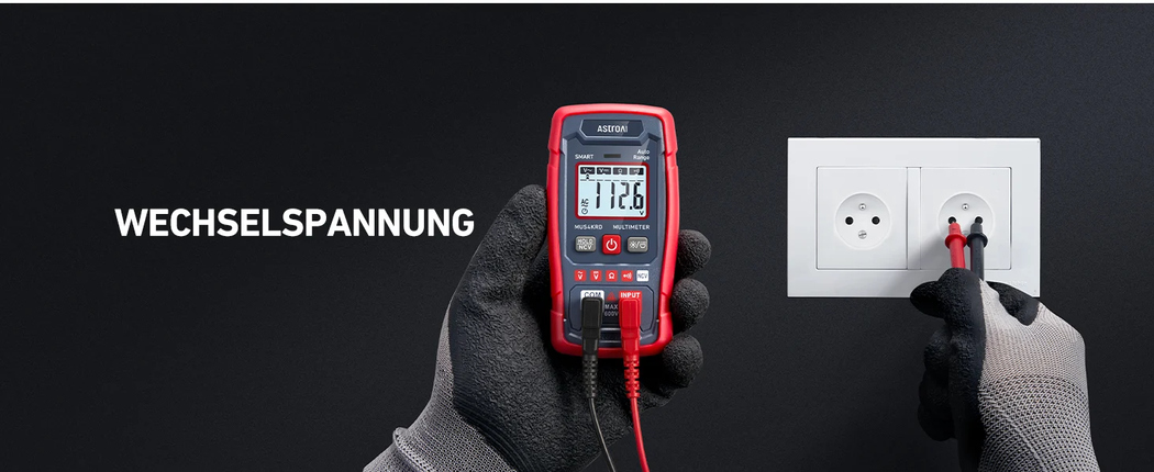 AstroAI Multimeter voltmeter 4000 Counts, Smart Messmodus, Digital Voltmeter mit automatischer Bereichswahl, Schnelle präzise Messung von Gleichspannung, Wechselspannung, Widerstand