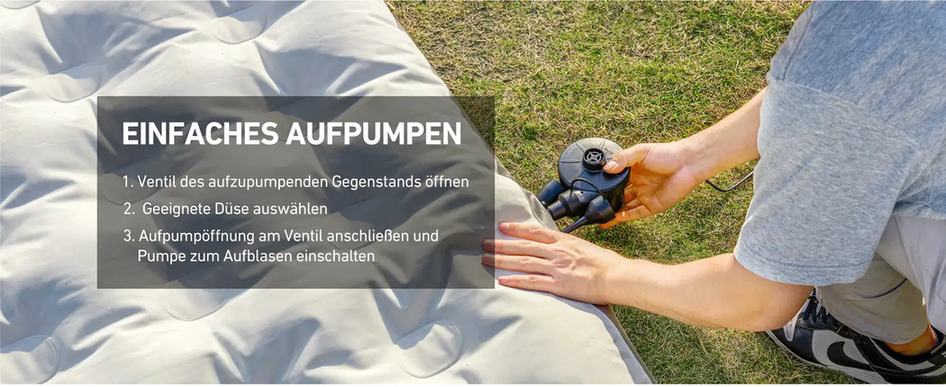 AC/DC Elektrische Luftpumpe 2 in 1 Elektropumpe für Luftmatratze Tragbare Inflator-Deflatorpumpen mit 3 Düsen