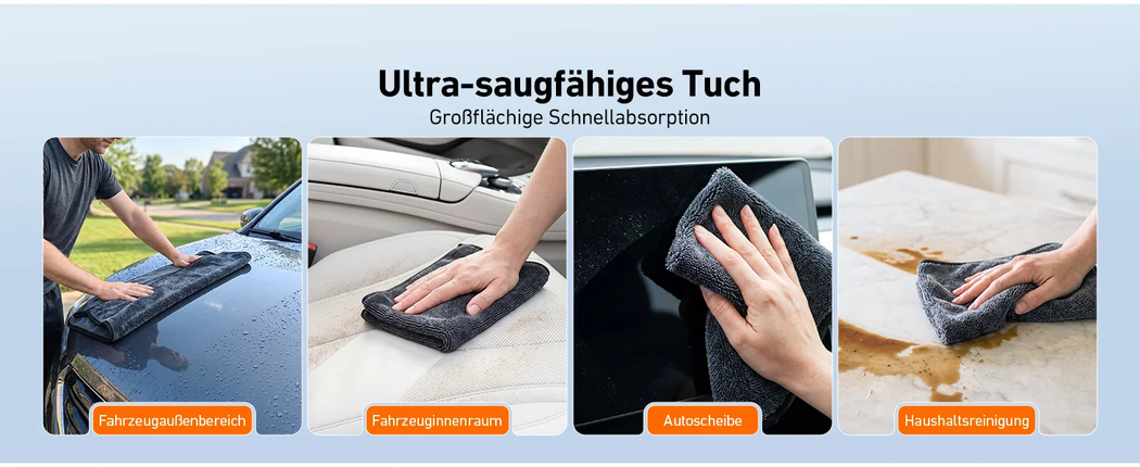 AstroAI 10 Stück Auto Reinigungsset mit 81 cm (32 Zoll) Teleskopgriff | Windschutzscheiben Reiniger, Chenille&Mikrofaser Pads,für Auto/SUV/Wohnmobil, Haushaltsflächen