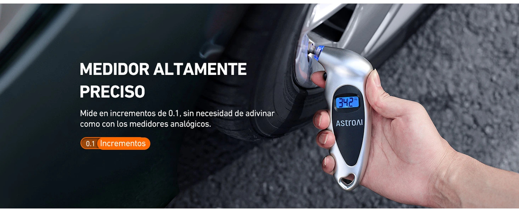 AstroAI Manómetro Digital de Presión Aire Pantalla con Luz 0-10 Bares