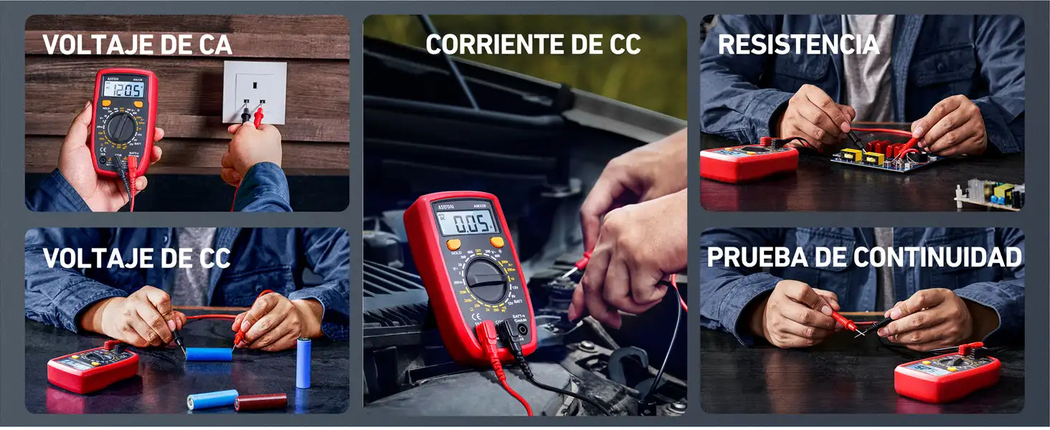 AstroAI Multímetro Digital, Polímetro Profesional, Voltímetro, Tester Electricista, Multimeter para Corriente CC, Voltaje CA/CC, Resistencia, Continuidad y Diodos de Prueba, Negro