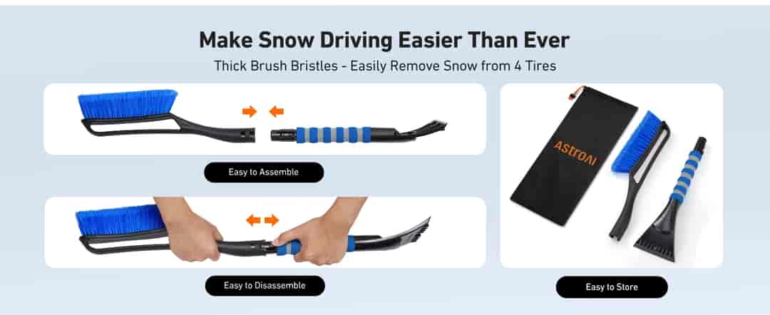 AstroAI 27 Inch Snow Brush 1 Pack (Blue)