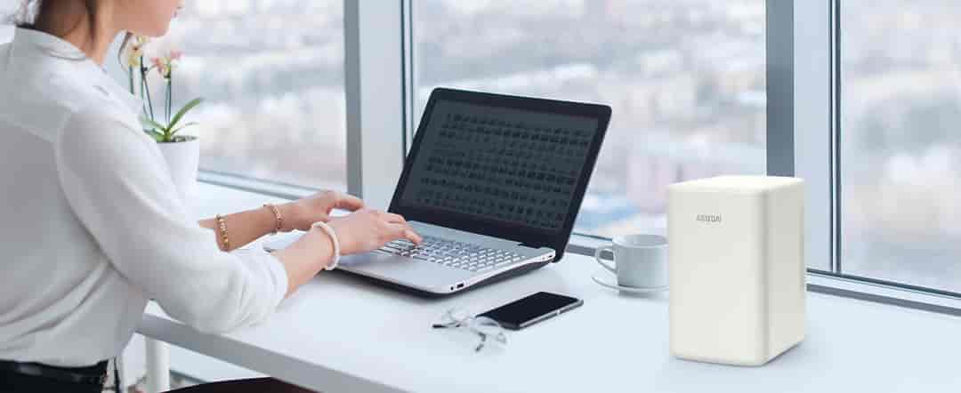 AstroAI Tiny Mini Fridge for Bedroom, Office, Dorm, 6 Liter/8 Cans, 110V AC/ 12V DC, Beige