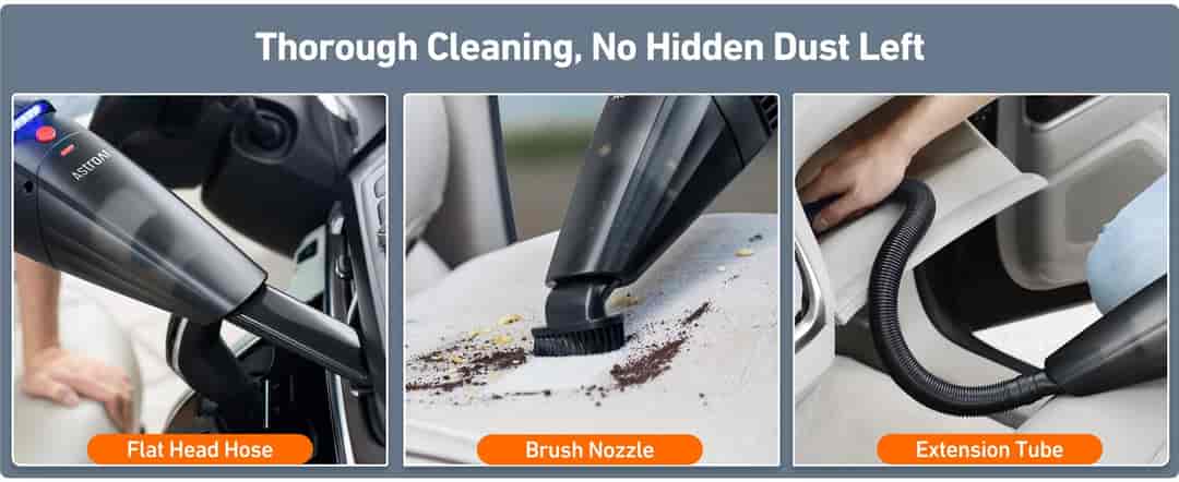 AstroAI Car Vacuum, Portable Handheld Vacuum Cleaner with 12V DC Power, LED Light and 16.4 Ft Cigarette Lighter Cord, Car Cleaning Kit with 3 Filters for Quick Cleaning