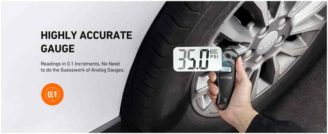 AstroAI 150 PSI Digital Tire Pressure Gauge with AAA Battery, Black
