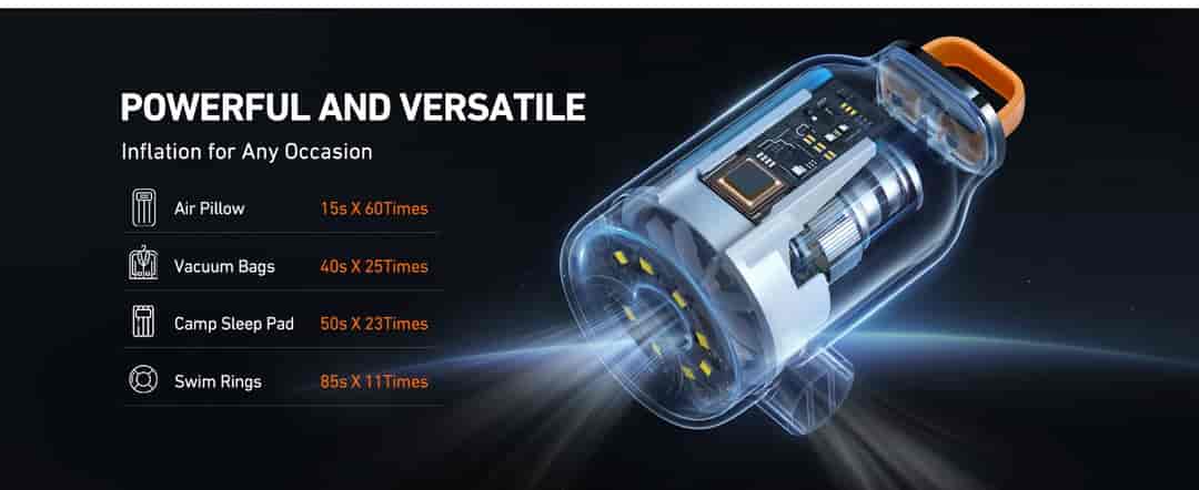 AstroAI Mini Air Pump for Inflatable, Air Mattress Pump with Rechargeable 3000mAh Battery to Inflate Deflate, Electric Air Pump (Gray)