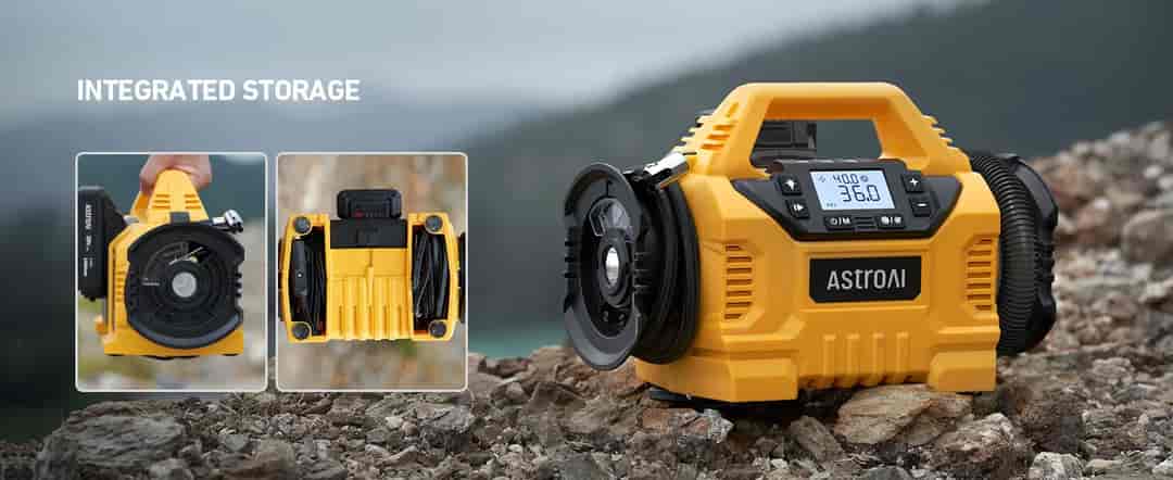 AstroAI Quick Trick Inflator with HD Screen, 3 Power Sources & Dual Powerful Motors, 160 PSI, Yellow