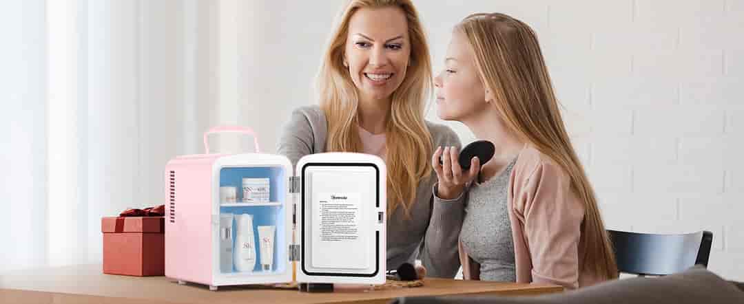 AstroAI Pink Mini Fridge for Skincare, Beverage, Food, Home, Office and Car, 4 Liter/6 Can, AC/DC, ETL Listed