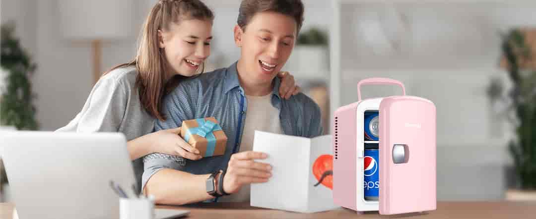 AstroAI Pink Mini Fridge for Skincare, Beverage, Food, Home, Office and Car, 4 Liter/6 Can, AC/DC, ETL Listed