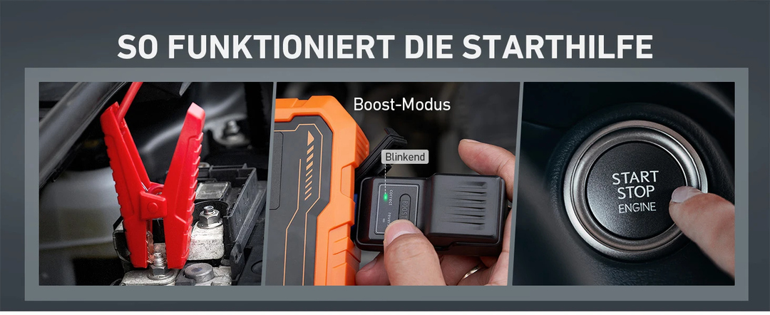 AstroAI S8 Pro Starthilfe Powerbank, 3000A starthilfe für bis zu 9 L Benzin & 7 L Diesel, 12 V Tragbare starthilfe powerbank für pkw mit 3 Modi-Taschenlampe und Starthilfekabeln, Orange