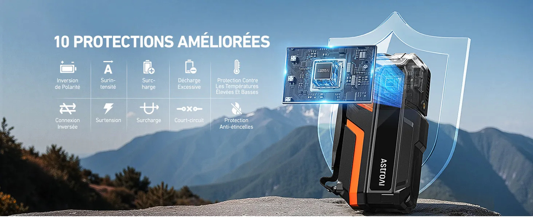 AstroAI 6000A Démarreur Voiture avec compresseur 150PSI, Démarreur de Batterie pour 10 L d'essence/8 L de Diesel, pour Voitures 12 V, Motos, SUV, Orange