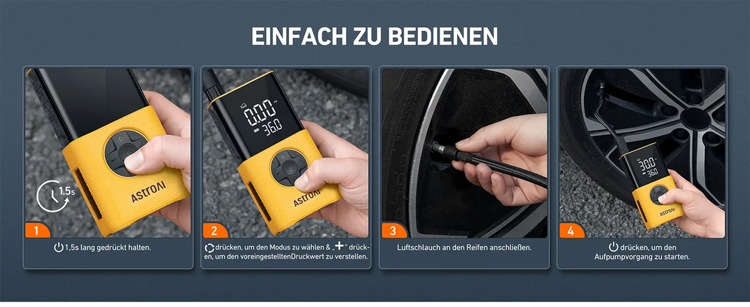 AstroAI Elektrische Luftpumpe Fahrrad Kabellose Fahrradpumpe Elektrisch mit alle Ventile,LED-Dual-Anzeig,LED Licht Mini Reifenpumpe für Fahrrad, E-Bike, Auto, Motorrad, Bälle