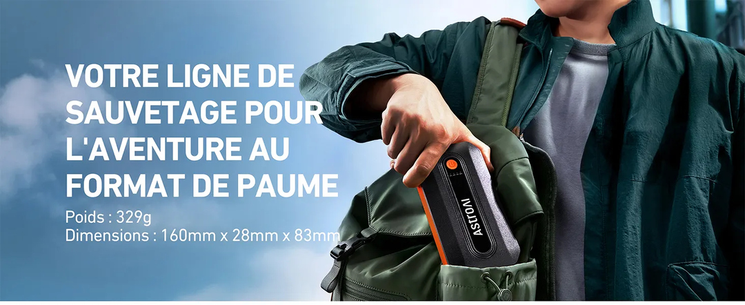 AstroAI B8 Booster Batterie Voiture, Démarreur Batterie Voiture Portable 12 V (pour 5,5 L Diesel ou 7,0 L Essence), avec Protection Intelligente et Lumière LED pour Moto, Orange
