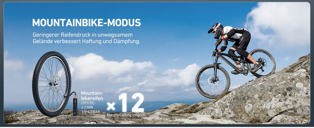 AstroAI Fahrradpumpe Elektrische Luftpumpe, 150PSI Mini Tragbare Akku Fahrradpumpe alle ventile