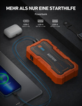AstroAI S8 Pro Starthilfe Powerbank, 3000A starthilfe für bis zu 9 L Benzin & 7 L Diesel, 12 V Tragbare starthilfe powerbank für pkw mit 3 Modi-Taschenlampe und Starthilfekabeln, Orange