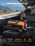 AstroAI 6000A Démarreur Voiture avec compresseur 150PSI, Démarreur de Batterie pour 10 L d'essence/8 L de Diesel, pour Voitures 12 V, Motos, SUV, Orange