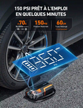 AstroAI 6000A Démarreur Voiture avec compresseur 150PSI, Démarreur de Batterie pour 10 L d'essence/8 L de Diesel, pour Voitures 12 V, Motos, SUV, Orange