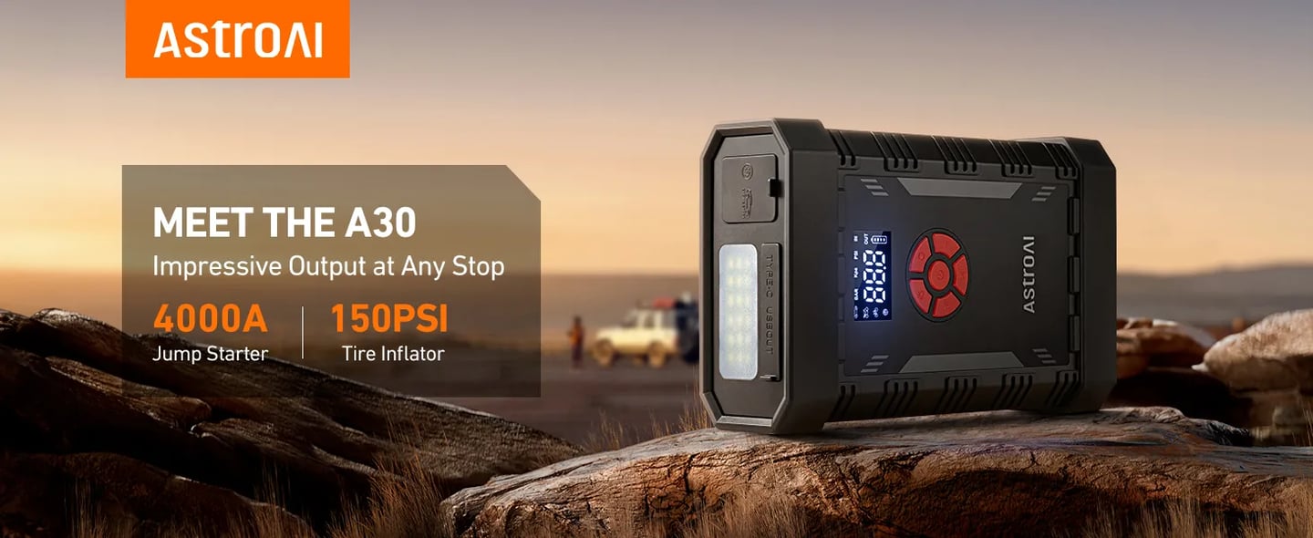 AstroAI A30 Jump Starter with Air Compressor, 4000A Peak Car Battery Jump Starter Portable (10.0 Gas/8.0L Diesel) with 150PSI Tire Inflator, 12V Battery Charger Booster(Red)