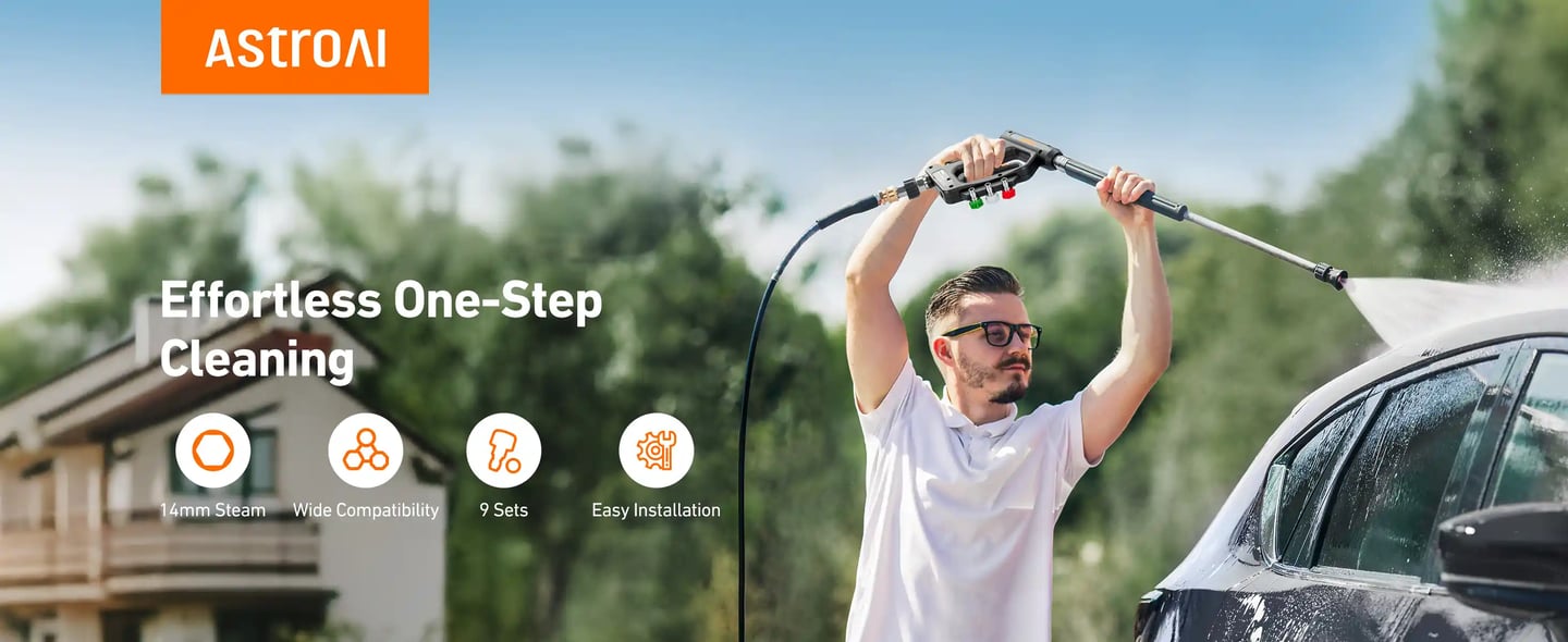 AstroAI Pressure Washer Quick Connect Kit: M22 14mm Swivel, 3/8'' & 3/4" Quick Disconnect Adapters for Enhanced Flexibility