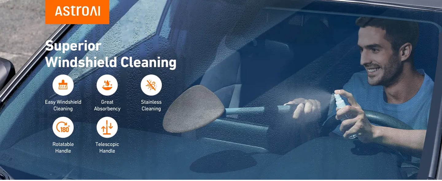 AstroAI Microfiber Car Windshield Cleaner Gray