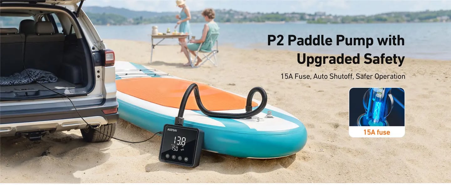 AstroAI P2 Paddle Board Pump Electric Portable,SUP Pump for Paddleboard, 20PSI Air Compressor with Auto-Off, Deflation Function and 12V DC Car Connector for Inflatables, Kayaks and Boats