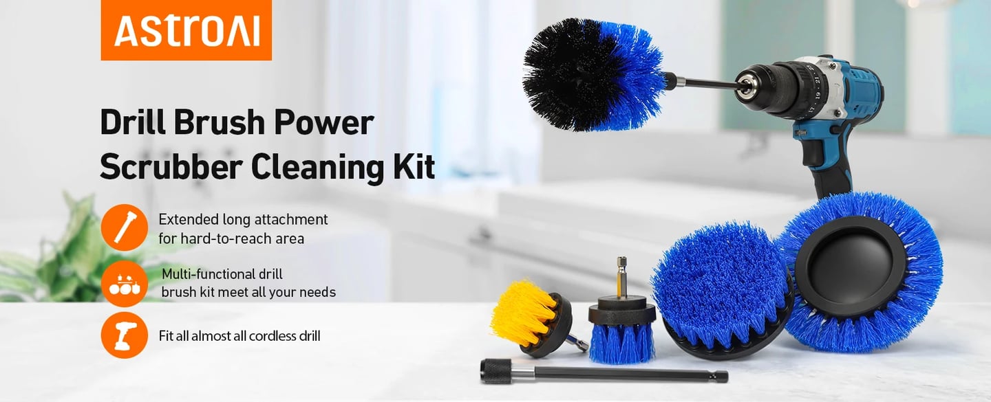 AstroAI Drill Brush Attachment Set 6Pack, Blue