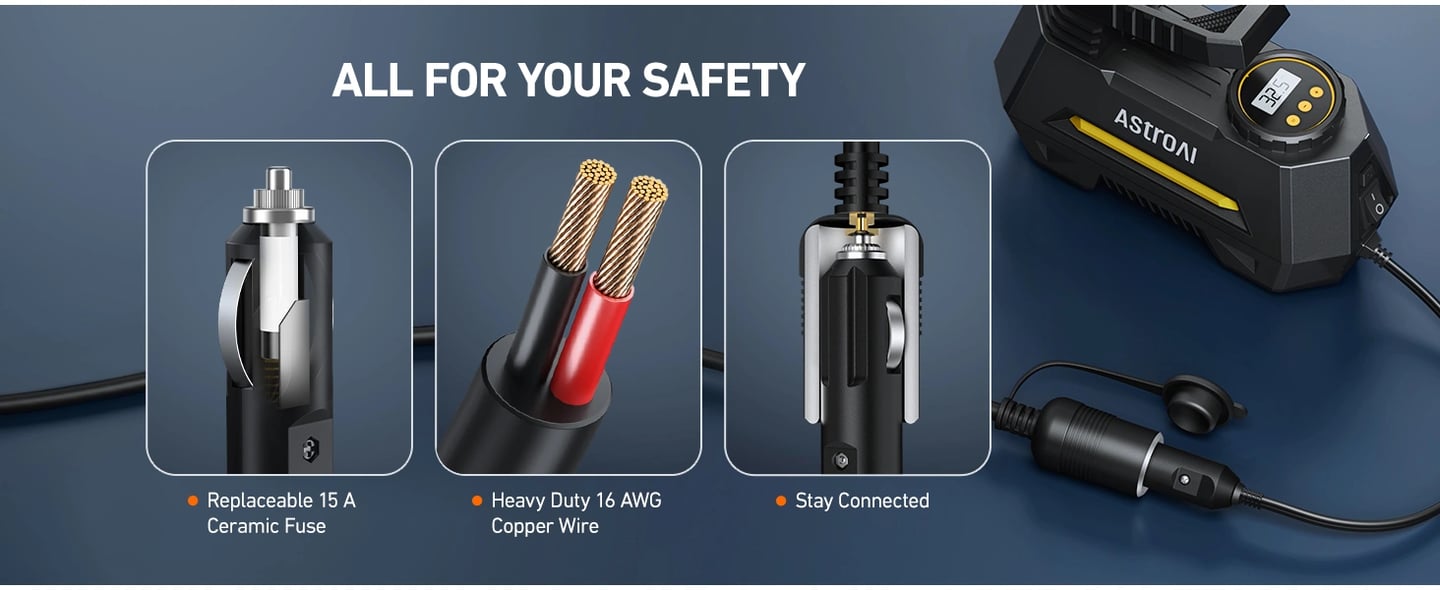 AstroAI Cigarette Lighter Extension Cord, 12Ft/12V/120W/15A