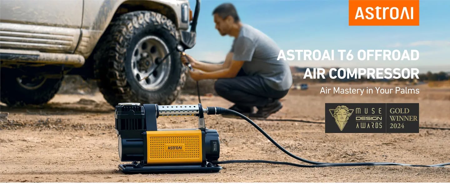 AstroAI T6 Offroad 12 Volt Air Compressor with 7.06 CFM, AirCtrl, ¼ NPT Quick Connector, Max 150 PSI for 4 × 4 SUV Vehicle RV ATV