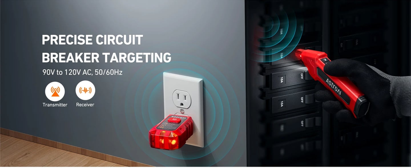 AstroAI Circuit Breaker Finder with GFCI Outlet Tester, Electrical Tester Tool for Home/Workshop Circuit Tracing, Quickly Locates Breakers with Indicators