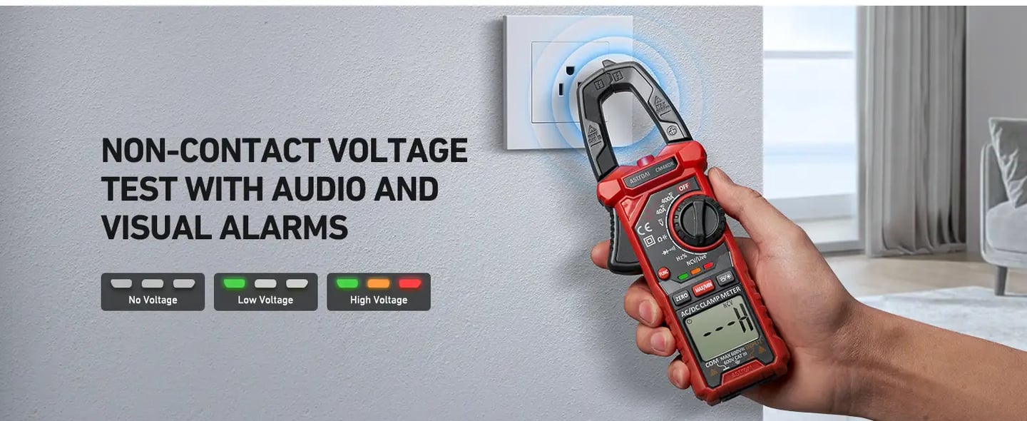 AstroAI Digital Clamp Meter Multimeter 4000 Counts Auto-ranging Amp Tester Measuring AC/DC Voltage & Current, Resistance, Capacitance, Frequency, Continuity, Live Wire Test, NCV Detection, Black