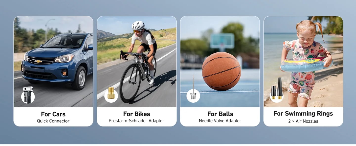 AstroAI L7 Air Tire Inflator Portable Air Compressor, 150PSI Electric Cordless Pump with Fast 1-min Inflation, Auto Shutoff, LED Light – Rechargeable for Car, SUV, Motorcycle, Bike Tires, Yellow