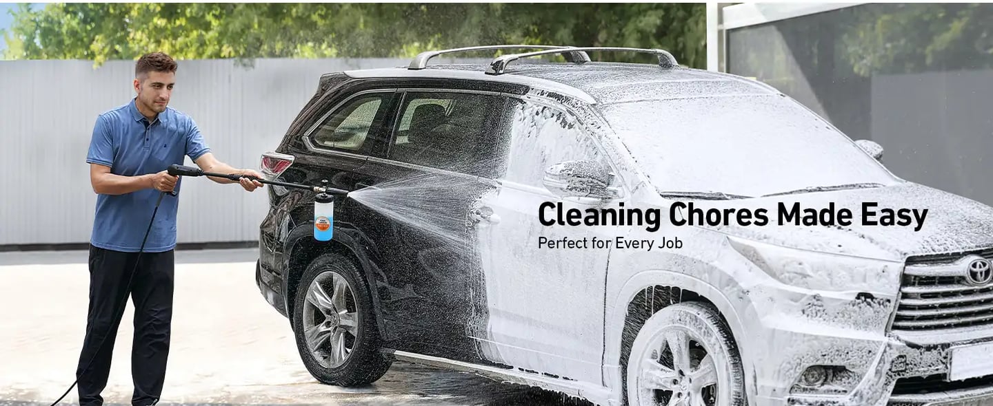 AstroAI Wide Neck Foam Cannon, with 1/4 Inch Quick Connector Plug to Pressure Washer, 1.0mm Orifice,1 Liter Capacity, Orange Lable