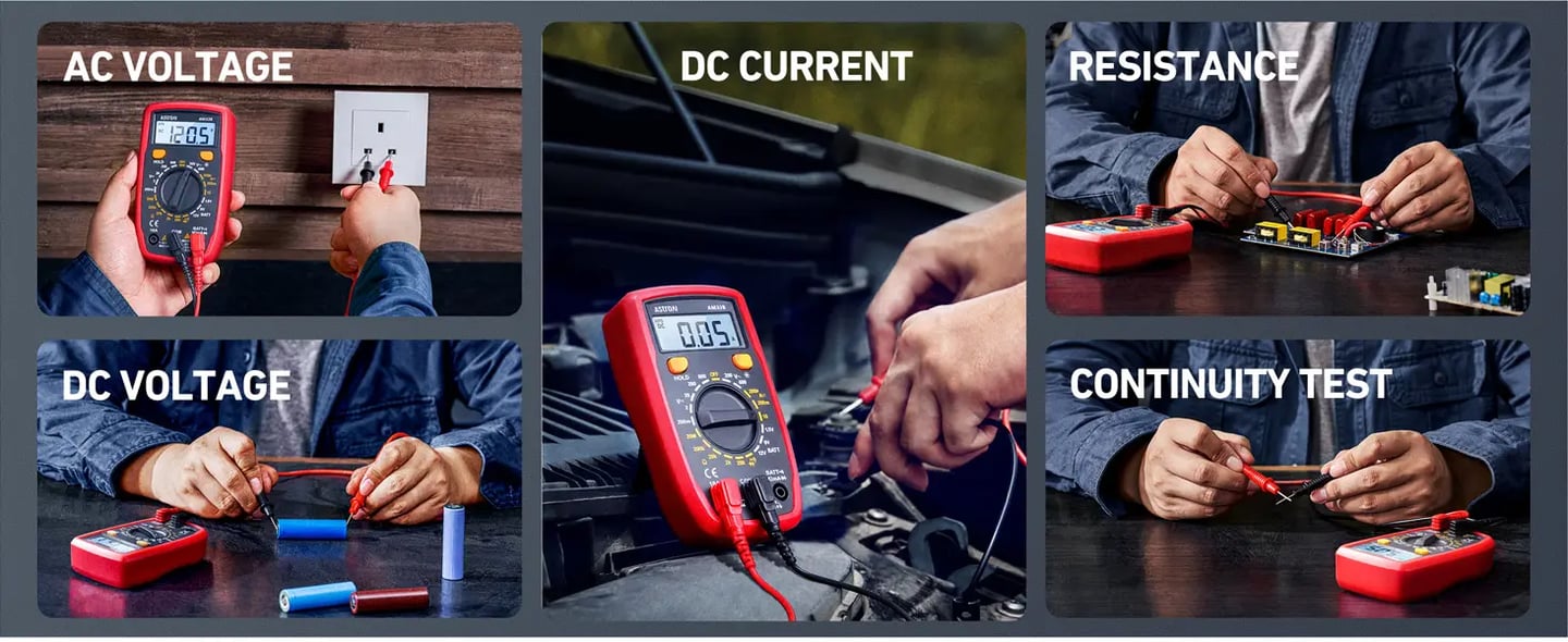 AstroAI 7 Function Digital Multimeter Tester 2000 Counts, Measures DC/AC Voltage, Current, Resistance, Continuity, Diode, and More