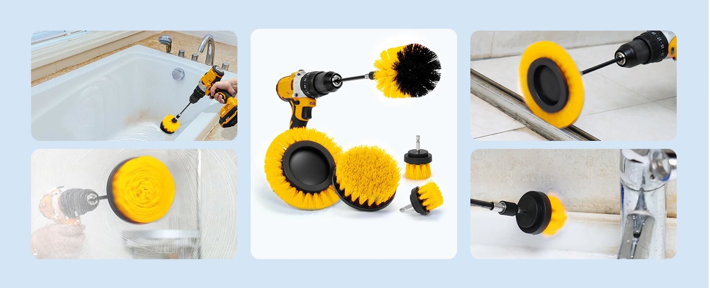 AstroAI Drill Brush Attachment Set 6Pack, Yellow