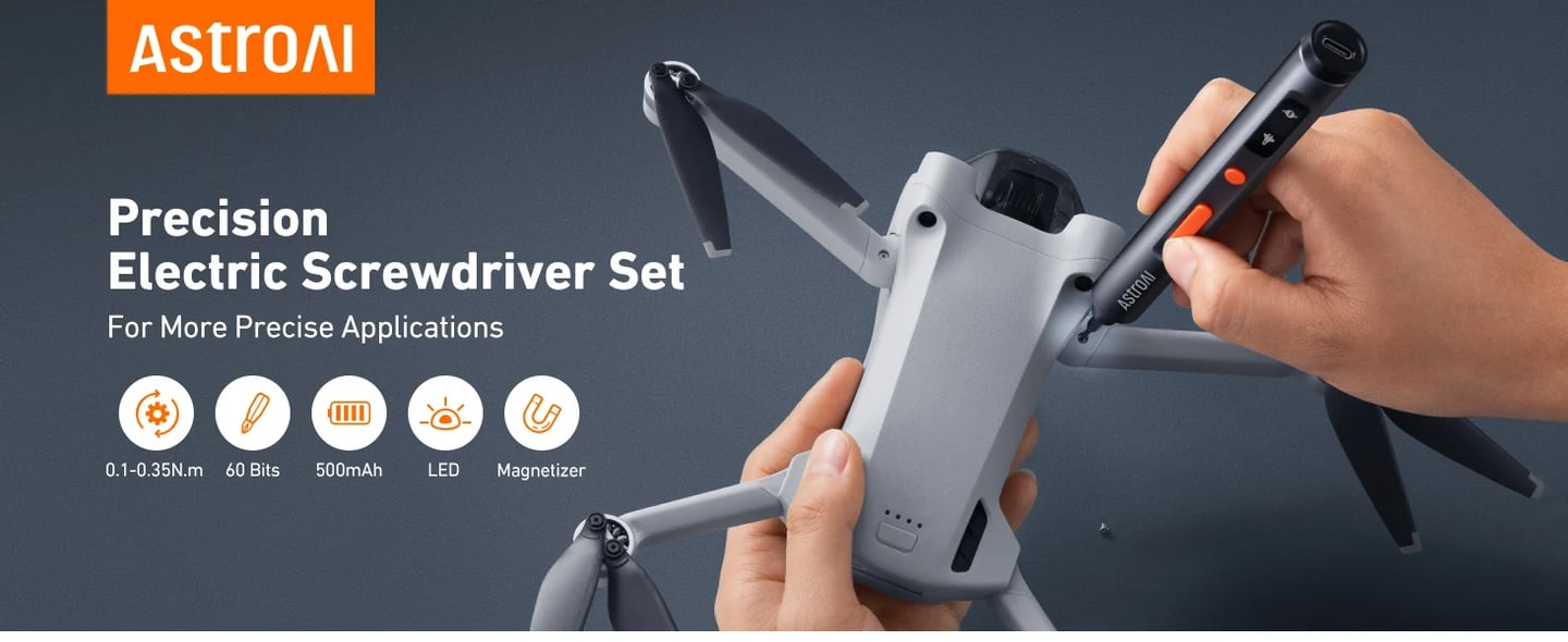 AstroAI 3.7V Electric Screwdriver, 63 in 1 Mini Electric Screwdriver Cordless Set with 60 Magnetic Bits