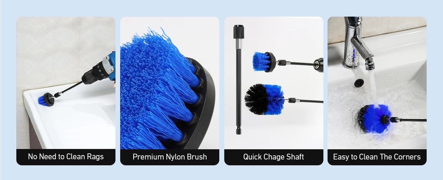 AstroAI Drill Brush Attachment Set 6Pack, Blue