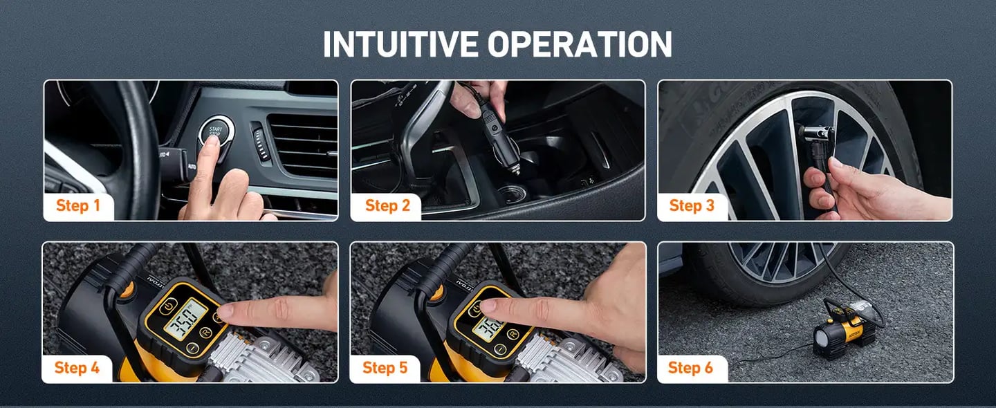 AstroAI Z1 Tyre Inflator Portable Air Compressor DC 12V, Fast Inflation Digital Car Tyre Pump for Compact SUV