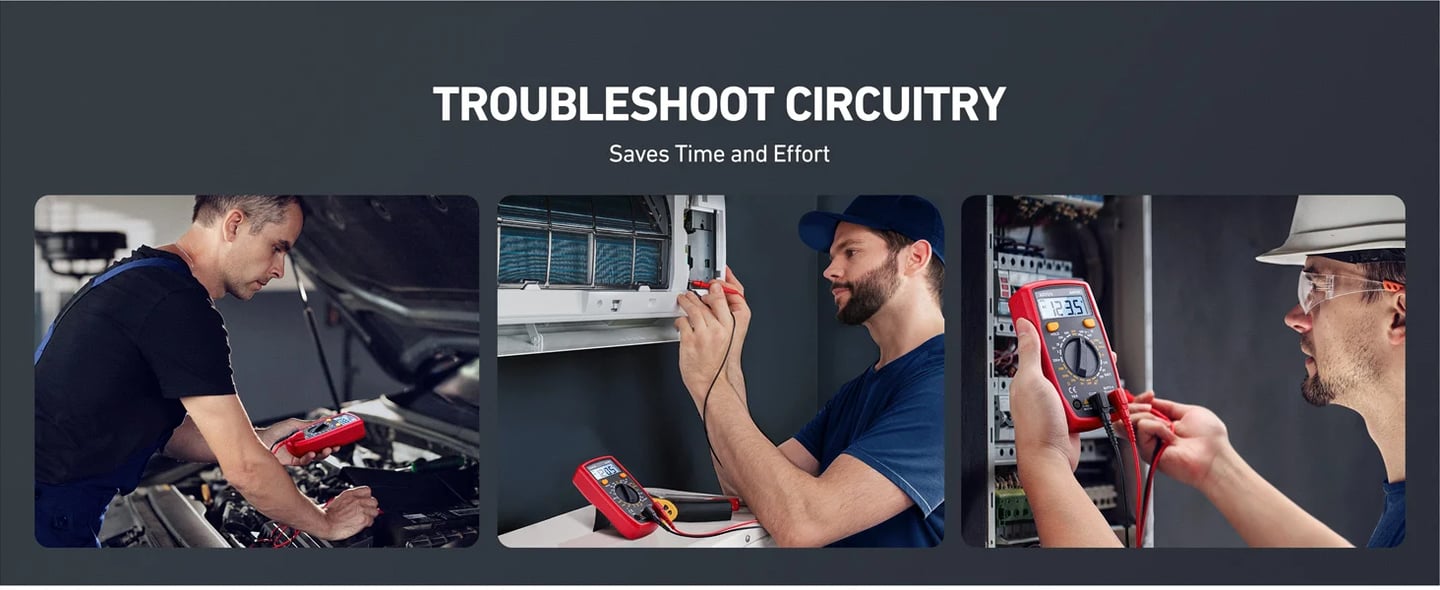 AstroAl Digital Multimeter 2000, Multimeter Tester with Volt Amp Ohm, Multi Meter Measures Voltage, Current, Resistance, Continuity and Diode, Backlight LCD Display, Black