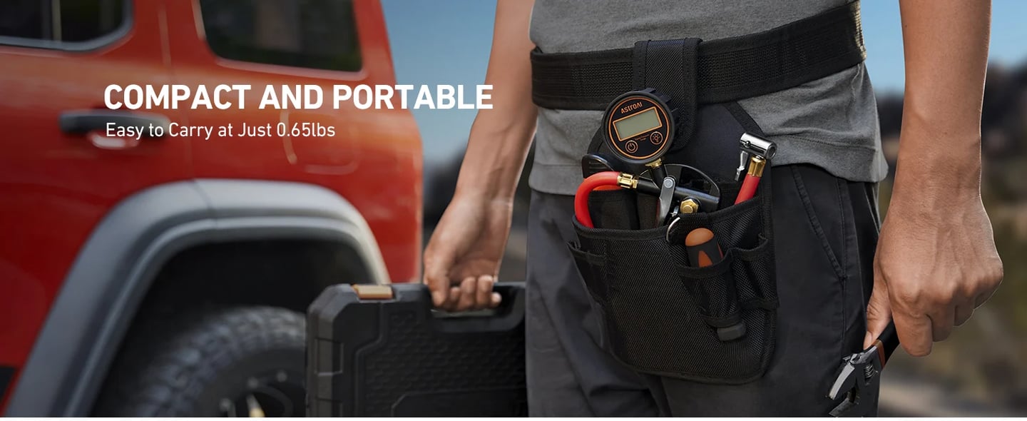 AstroAI T1 Digital Tire Pressure Gauge with Inflator, 3-250 PSI Air Chuck with Pressure Gauge, Heavy Duty with Quick Connect Coupler, Calibrated to ANSI B40.7 Grade 2A