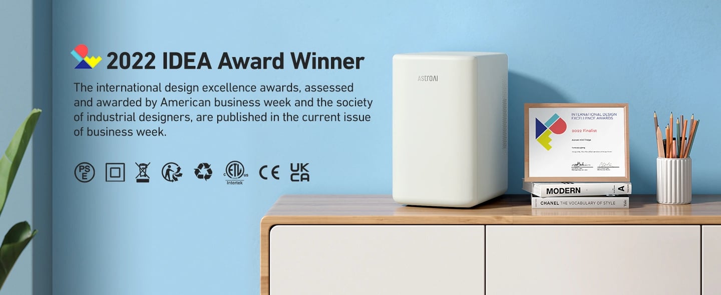 AstroAI Mini Fridge 2.0 Gen, 6 Liter/8 Cans Makeup Skincare Fridge 110V AC/ 12V DC Portable Thermoelectric Cooler and Warmer Little Tiny Fridge (Beige)