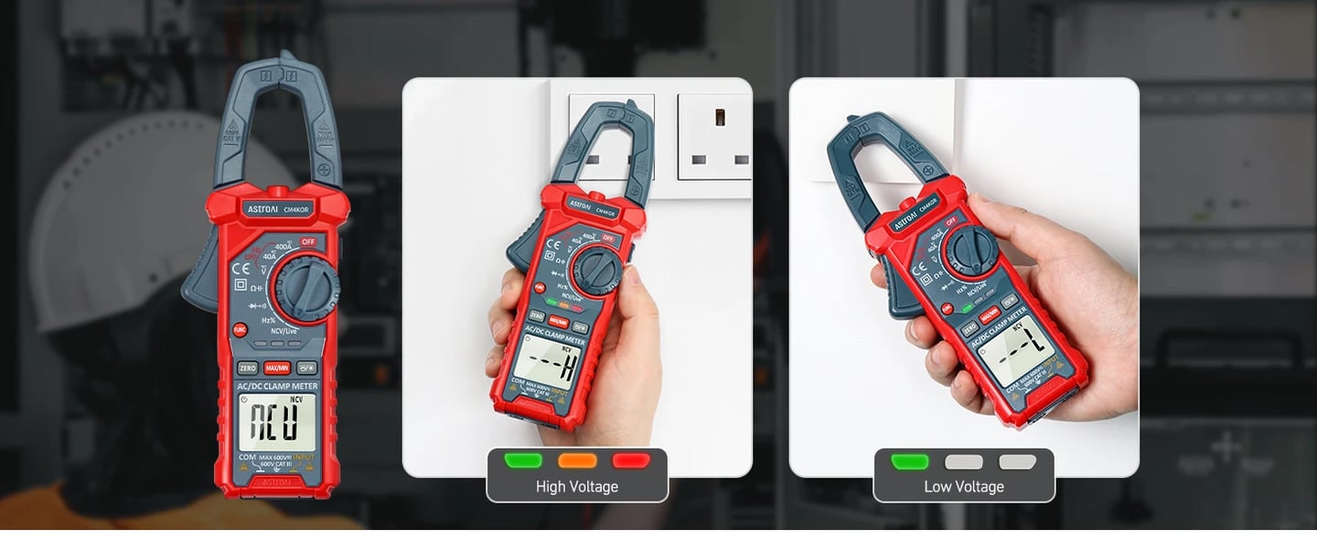 AstroAI Digital Clamp Meter Multimeter 4000 Counts Auto-ranging Amp Voltage Tester Measuring AC/DC Voltage & Current, Resistance, Capacitance, Frequency, Continuity, Live Wire Test, NCV Detection