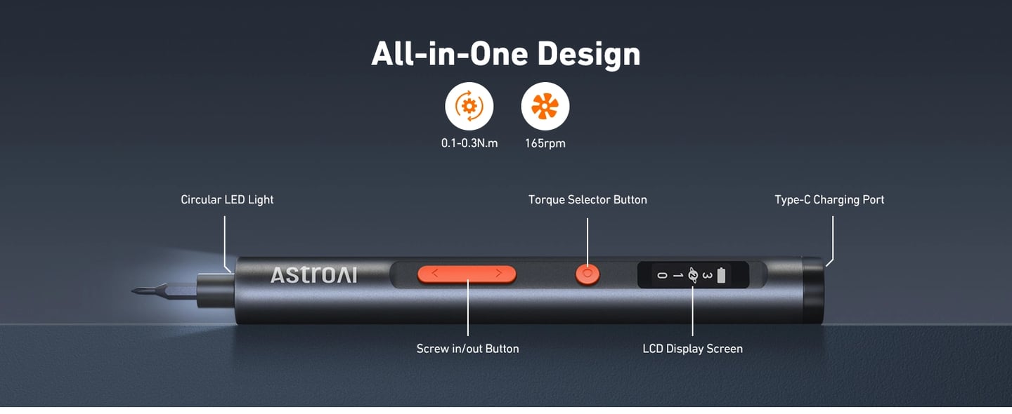 AstroAI 3.7V Electric Screwdriver, 63 in 1 Mini Electric Screwdriver Cordless Set with 60 Magnetic Bits