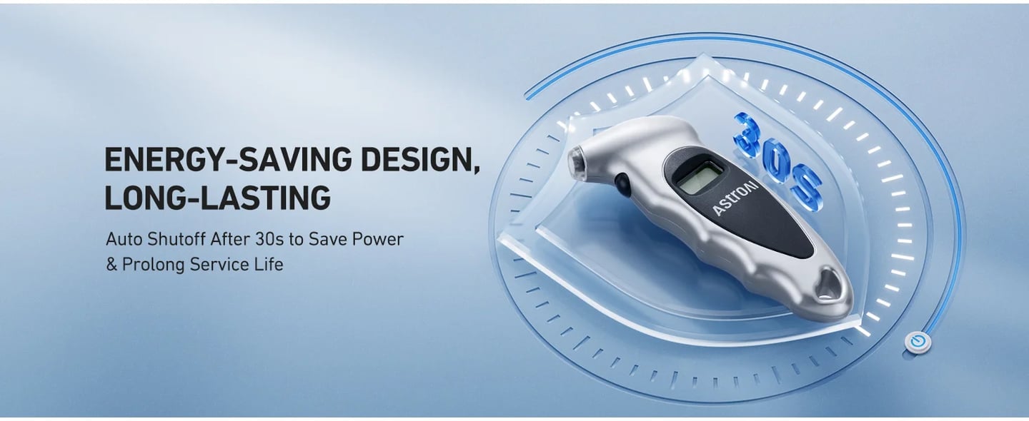 AstroAI Digital Tyre Pressure Gauge 0-150 PSI Calibrated to ANSI B40.7 ±1PSI, Accurate in 0.1 Increments, Tyre Pressure Checker 4 Settings for Car